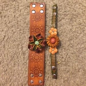 Two handmade leather bracelets