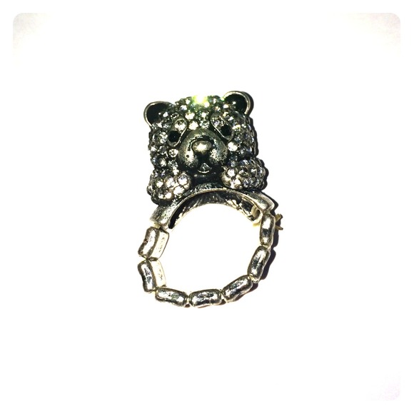 Rhinestone Bear Ring