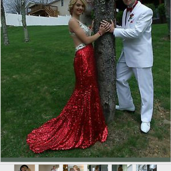Prom dress beautiful red and silver