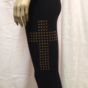 Gold Studded Cross Leggings