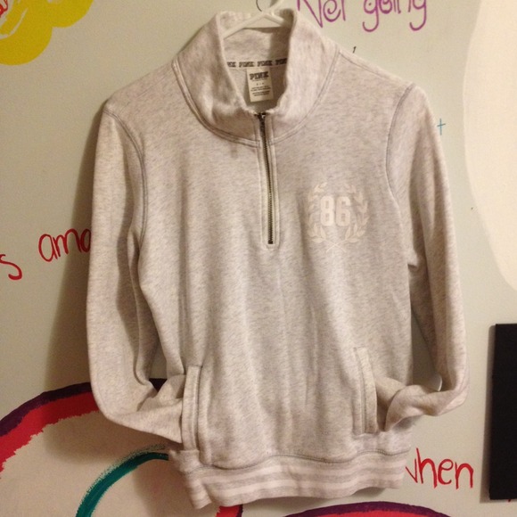 Off white "PINK" half-zip sweatshirt
