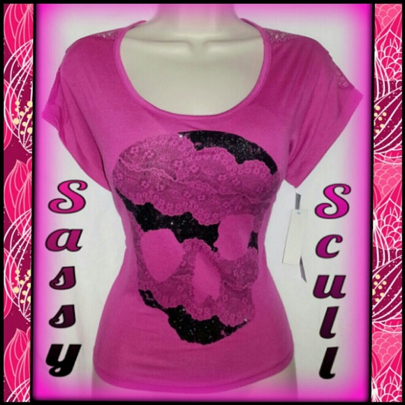 Hi-low hot pink scull top