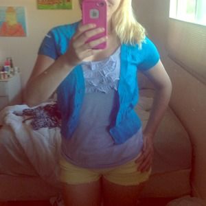 Blue short sleeve cardigan