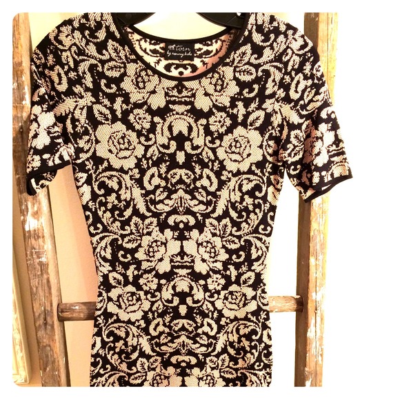 Reduced: Black and blush print bodycon dress