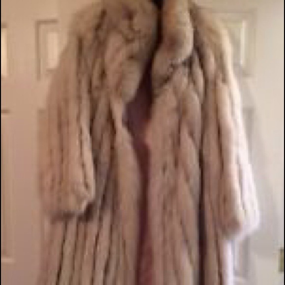 100% Blue Fox Fur full Length Coat