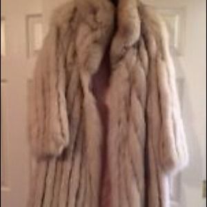 100% Blue Fox Fur full Length Coat