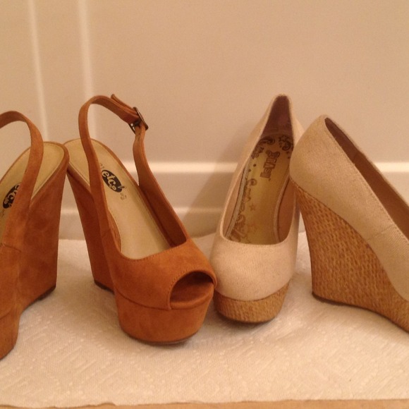Two pairs on tan summer wedges!!!