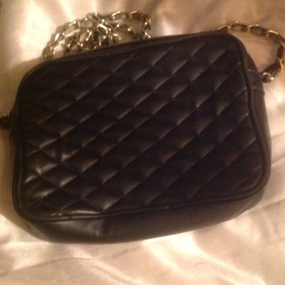 DONATED - Black faux leather handbag.