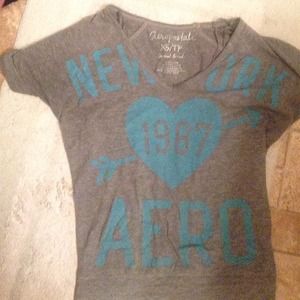 Aeropostale grey and turquoise shirt