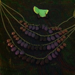 Purple statement necklace with earring that match