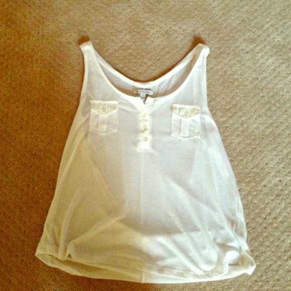 White American Eagle Embroidered Tank