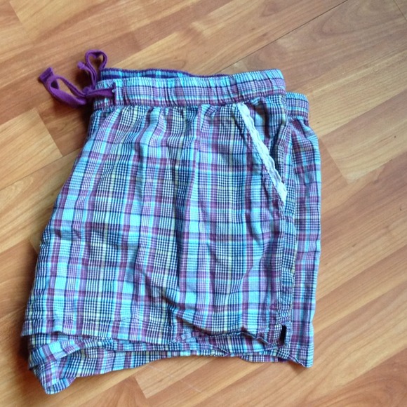Purple plaid shorts