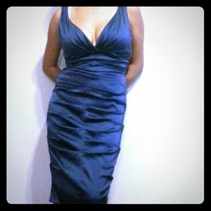 Navy blue rouched dress