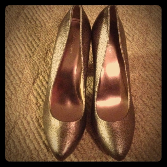 Calvin Klein black and silver high heels
