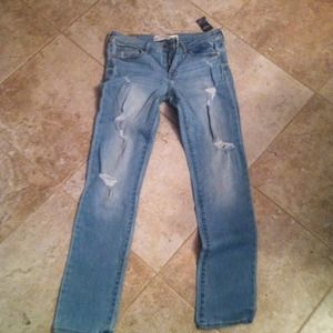 A&F Destroyed Denim skinny jeans