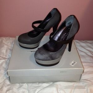 Grey and brown heels