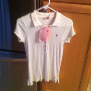 Juicy Couture White button up collared tee.