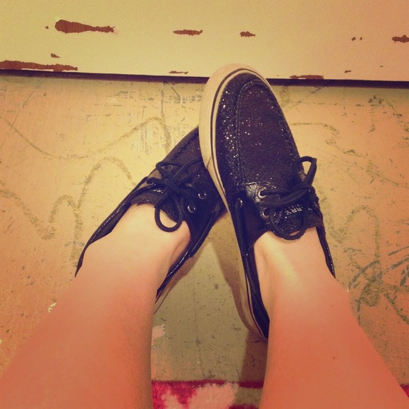 Black sparkly Sperry's