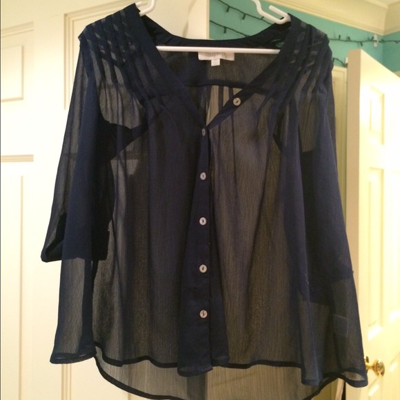 Cute Sheer Navy button down