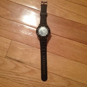 Black Enamel & Silver Watch