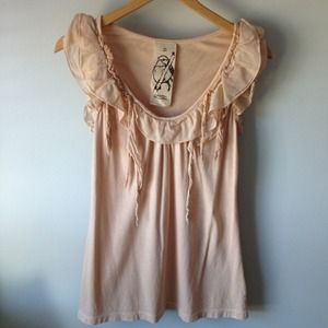 Peach blouse with ruffle detailing!