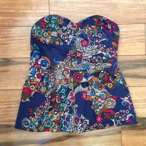 Beautiful blue printed tube top from Anthropologie