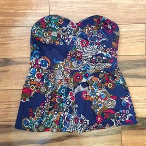 Beautiful blue printed tube top from Anthropologie