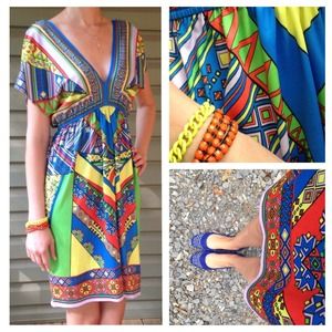 Charming Charlie Bright Geometric Print Dress