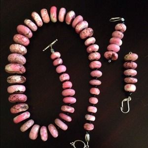 Heavy Turquoise toggle necklace set