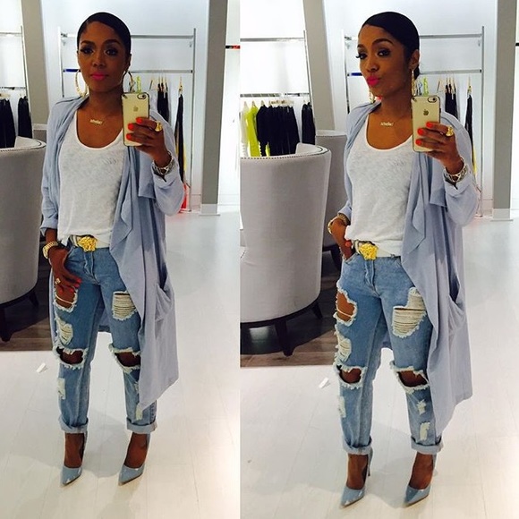 SOXENA Shoes - 💗PINK Sole DISTRESS DENIM POINTY TOE PUMP💗