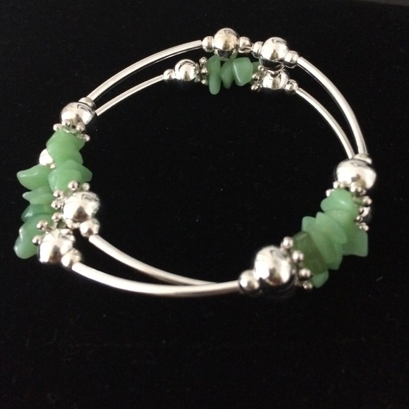 Jewelry - STRETCH BRACELET Silver Plated and Jade