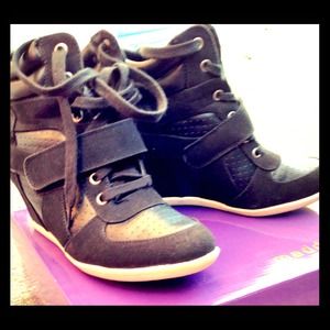 Black Wedge Tennis Shoes by Madden Girl