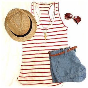 Red and White Striped Tank