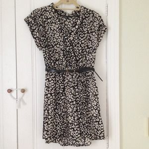 NWOT Leopard Print Surplice Dress w/ Black Belt
