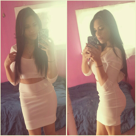 White pencil skirt w/ crop top NWOT