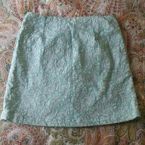 mint embroidered mini skirt