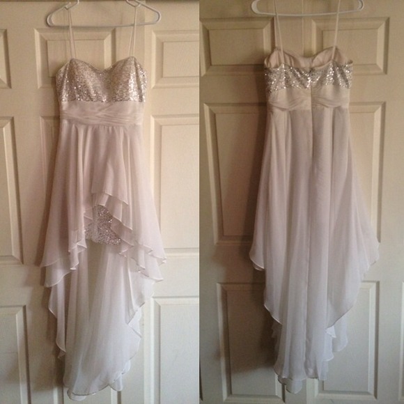 Hailey Logan White Strapless Sequin High Low Dress - Picture 1 of 3