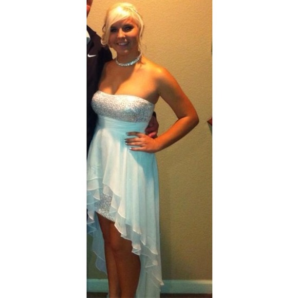 Hailey Logan White Strapless Sequin High Low Dress - Picture 2 of 3
