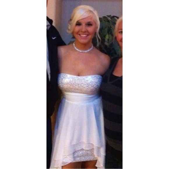 Hailey Logan White Strapless Sequin High Low Dress - Picture 3 of 3