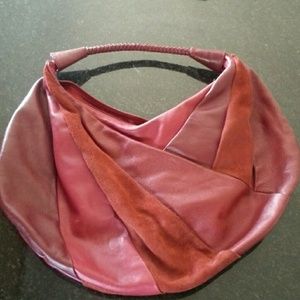 tonal red leather hobo