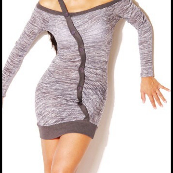 Sweater style off the shoulder mini dress!!