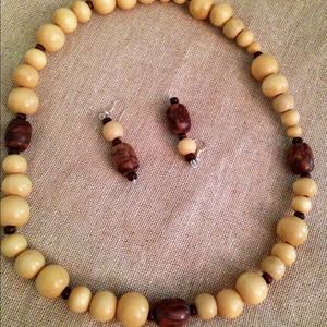 Wood and Jasper stretch bracelet set