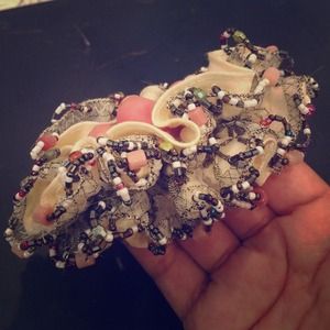 Cloth and beaded hair tie