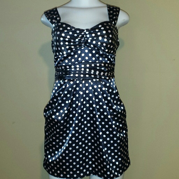 Satin Polka Dot Dress with Pockets👯