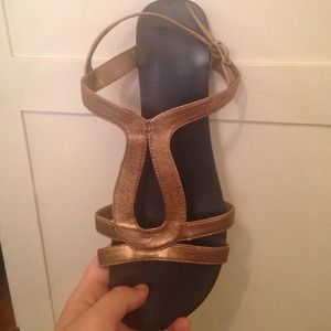 Black and gold sandals