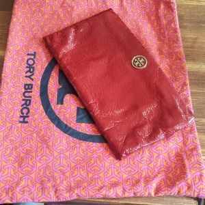 Authentic Tory Bluch Red Leather Clutch Wallet