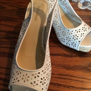 White Cutout Wedge Sandals