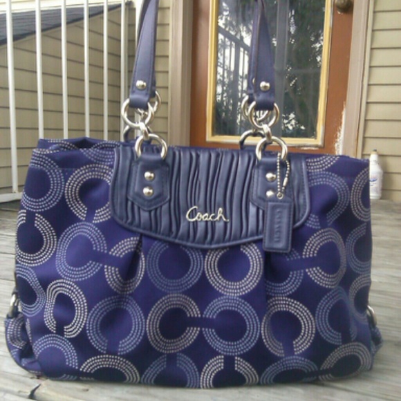 Coach Handbags - SOLD! COACH Ashley Gathered Dotted Op Art Carryall