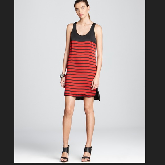 Striped Michael Kors dress with asymmetrical hem