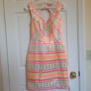 Metallic and neon dress